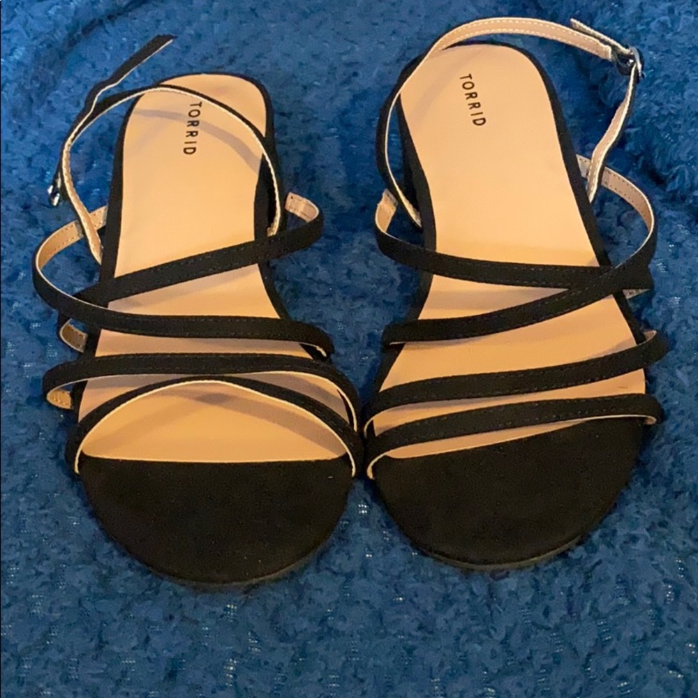 Torrid black strappy block heels